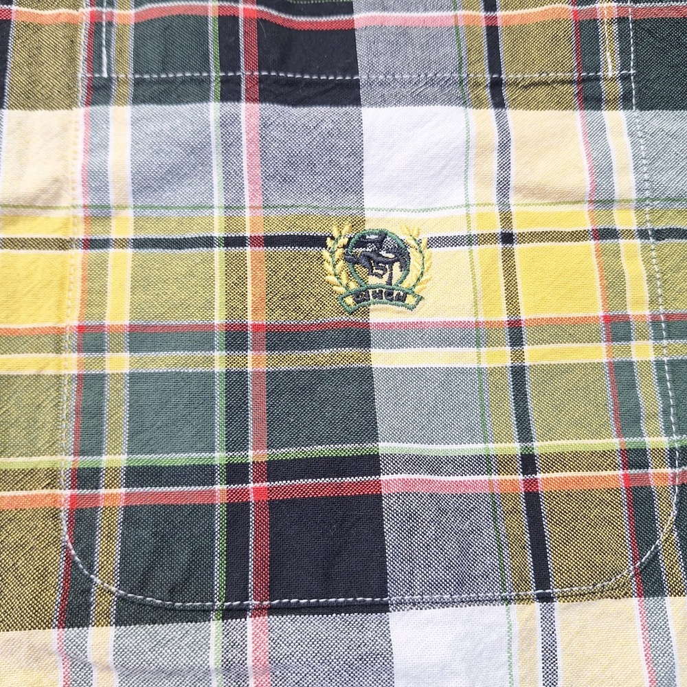 Cinch Mens Plaid Button Down Shirt Yellow Green Long Sleeve MT10621428 Large - Picture 3 of 9